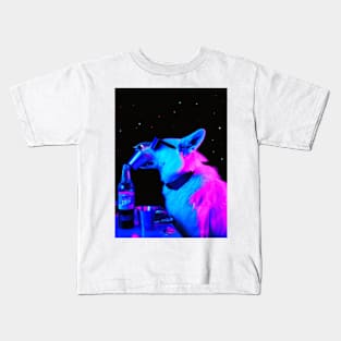 Police Party Dog Synthwave Retro Kids T-Shirt